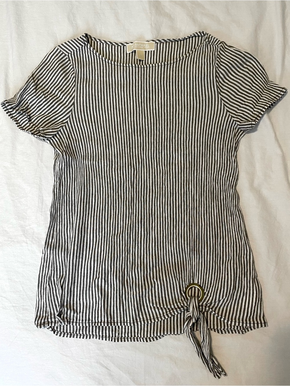 Michael by Michael Kors Striped Tie-Hem Women’s Top - Black & White